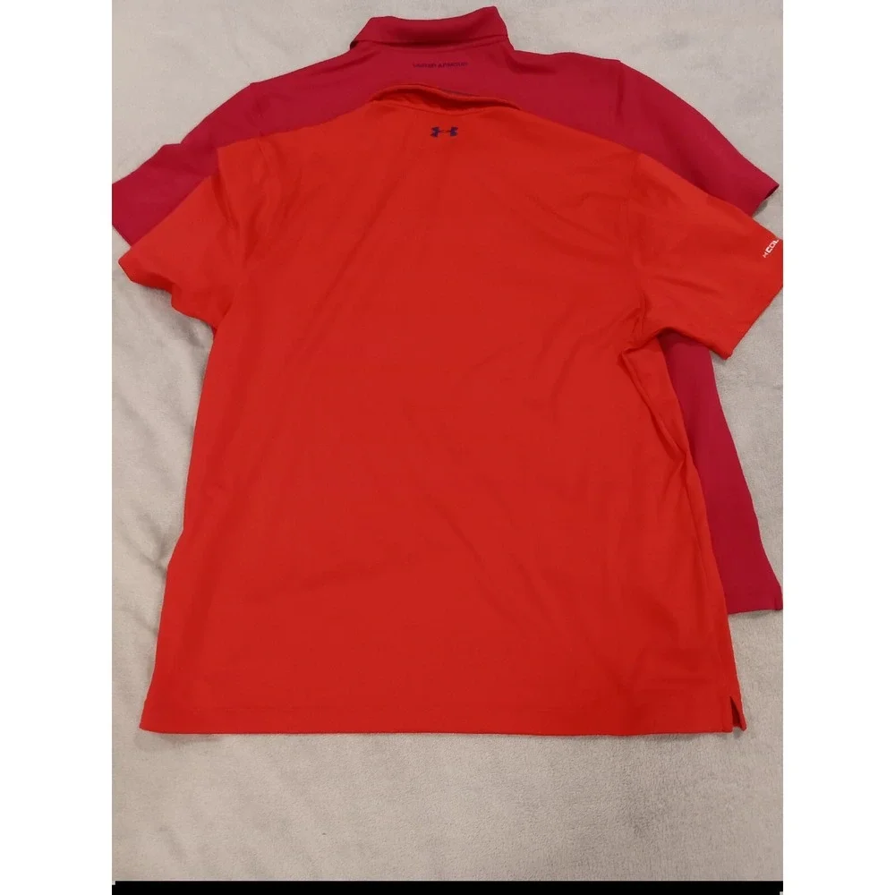 2 Under Armour Mens Heatgear Polo Golf Short Sleeve Shirts‎ XL Red